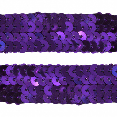 Тесьма с пайетками 12, шир. 20 мм/уп. 25+/-1 м, цвет фиолет - купить в Уссурийске. Цена: 778.19 руб.