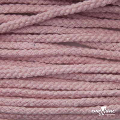 Шнур плетеный d-6 мм круглый, 70% хлопок 30% полиэстер, уп.90+/-1 м, цв.1087-розовый - купить в Уссурийске. Цена: 588 руб.