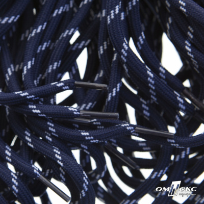 Шнурки #107-19, круглые 130 см, двухцветные цв.тём.синий/белый - купить в Уссурийске. Цена: 22.14 руб.