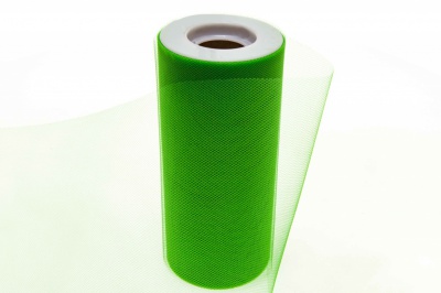 Фатин в шпульках 16-146, 10 гр/м2, шир. 15 см (в нам. 25+/-1 м), цвет зелёный - купить в Уссурийске. Цена: 100.69 руб.