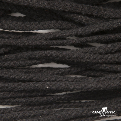 Шнур плетеный d-6 мм круглый, 70% хлопок 30% полиэстер, уп.90+/-1 м, цв.1078-черный - купить в Уссурийске. Цена: 588 руб.