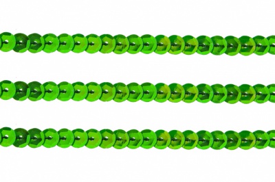 Пайетки "ОмТекс" на нитях, CREAM, 6 мм С / упак.73+/-1м, цв. 94 - зеленый - купить в Уссурийске. Цена: 297.48 руб.
