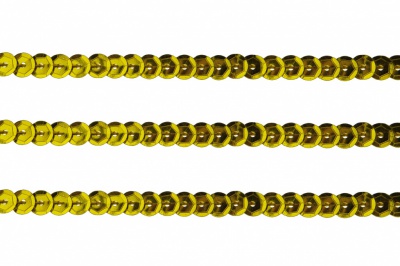 Пайетки "ОмТекс" на нитях, SILVER-BASE, 6 мм С / упак.73+/-1м, цв. А-1 - т.золото - купить в Уссурийске. Цена: 468.37 руб.
