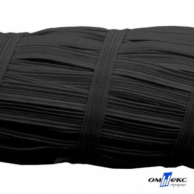 Резиновые нити с текстильным покрытием, шир. 6 мм (55 м/уп), цв.-черный - купить в Уссурийске. Цена: 210.75 руб.