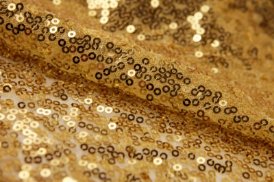 Сетка с пайетками №6, 188 гр/м2, шир.130см, цвет золото - купить в Уссурийске. Цена 371.02 руб.
