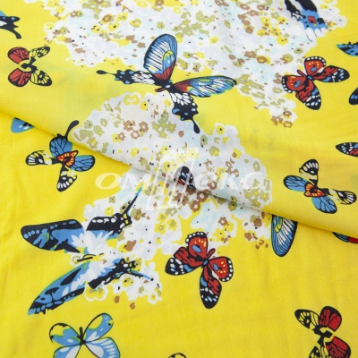 Плательная ткань "Софи" 7.2, 75 гр/м2, шир.150 см, принт бабочки - купить в Уссурийске. Цена 241.49 руб.