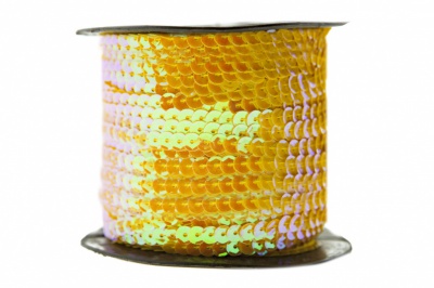 Пайетки "ОмТекс" на нитях, CREAM, 6 мм С / упак.73+/-1м, цв. 92 - золото - купить в Уссурийске. Цена: 484.77 руб.