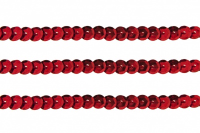 Пайетки "ОмТекс" на нитях, SILVER-BASE, 6 мм С / упак.73+/-1м, цв. 3 - красный - купить в Уссурийске. Цена: 468.37 руб.