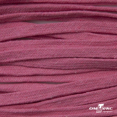 Шнур плетеный d-8 мм плоский, 70% хлопок 30% полиэстер, уп.85+/-1 м, цв.1029-розовый - купить в Уссурийске. Цена: 735 руб.