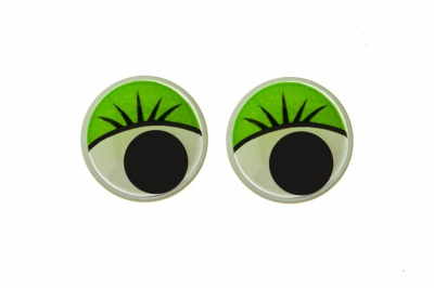 Глазки для игрушек, круглые, с бегающими зрачками, 15 мм/упак.50+/-2 шт, цв. -зеленый - купить в Уссурийске. Цена: 113.01 руб.