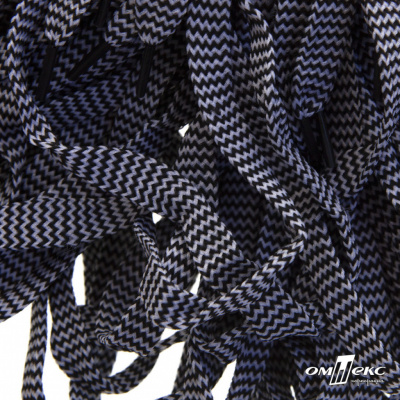 Шнурки #107-07, плоские 130 см, двухцветные цв.серый/чёрный - купить в Уссурийске. Цена: 23.03 руб.