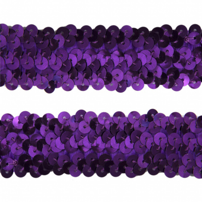 Тесьма с пайетками 12, шир. 30 мм/уп. 25+/-1 м, цвет фиолет - купить в Уссурийске. Цена: 1 098.48 руб.
