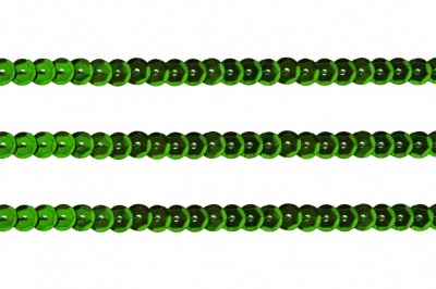 Пайетки "ОмТекс" на нитях, SILVER-BASE, 6 мм С / упак.73+/-1м, цв. 4 - зеленый - купить в Уссурийске. Цена: 484.77 руб.
