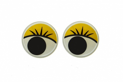 Глазки для игрушек, круглые, с бегающими зрачками, 15 мм/упак.50+/-2 шт, цв. -желтый - купить в Уссурийске. Цена: 113.01 руб.