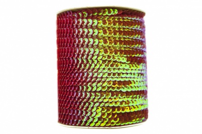 Пайетки "ОмТекс" на нитях, CREAM, 6 мм С / упак.73+/-1м, цв. 96 - красный - купить в Уссурийске. Цена: 484.77 руб.