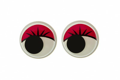 Глазки для игрушек, круглые, с бегающими зрачками, 15 мм/упак.50+/-2 шт, цв. -красный - купить в Уссурийске. Цена: 113.01 руб.